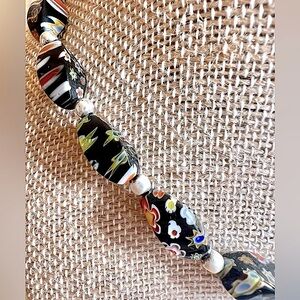 VINTAGE Millefiori Venetian Glass Necklace w/925 clasp, Elegant & Artsy!